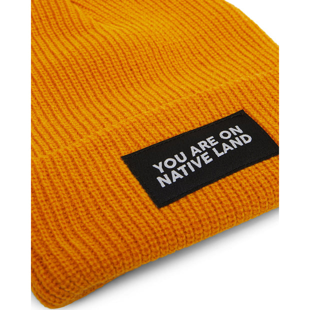 'You Are On Native Land' Beanie - Yellow