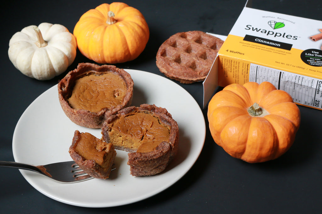 Mini pumpkin pies with a Cinnamon Swapples as crust