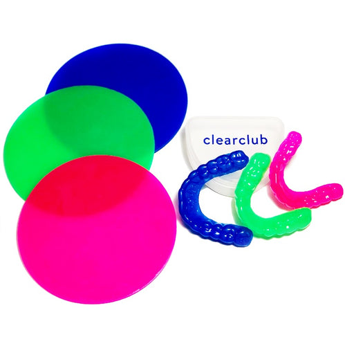 ClearClub Color Pink, Blue, Green Custom Night Mouth Guards for teeth grinding and clenching