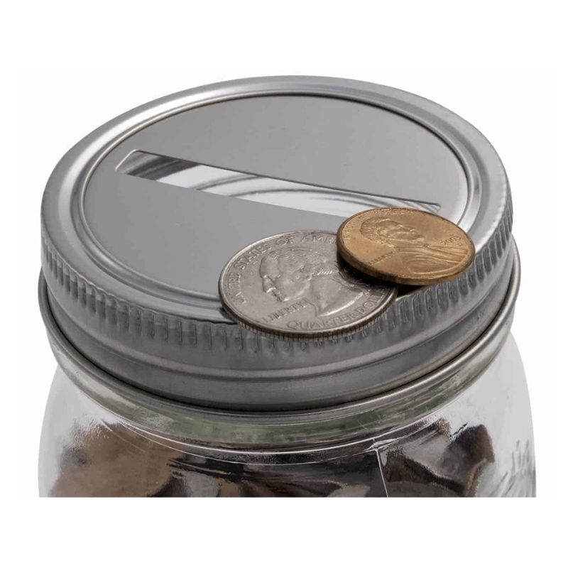 Regular Mouth Galvanized Metal Coin Slot Bank Lid Inserts for Mason Jar 12 Pack 