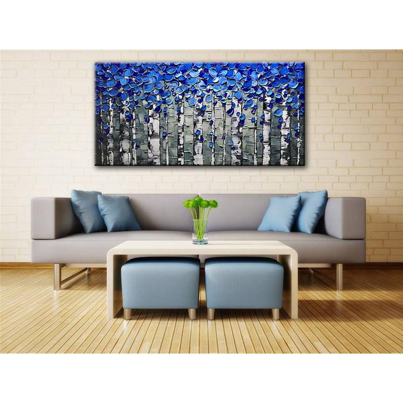 Blue And Grey Abstract Clear Texture Wall Art For Bedroom Asdamart