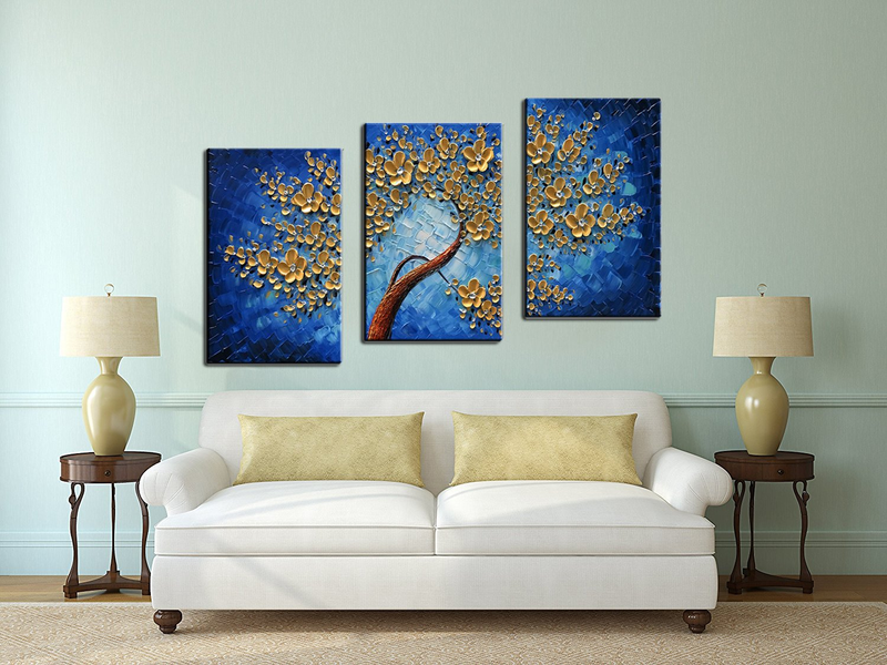 Wall Art Sets Three Panels Flower Tree Canvas Painting For Living Room Asdamart