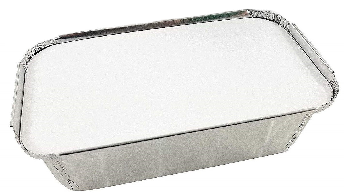Handi-Foil 1 1/2 lb IVC Disposable Aluminum Foil Loaf Pan w/Foil Board Lid 25PK 