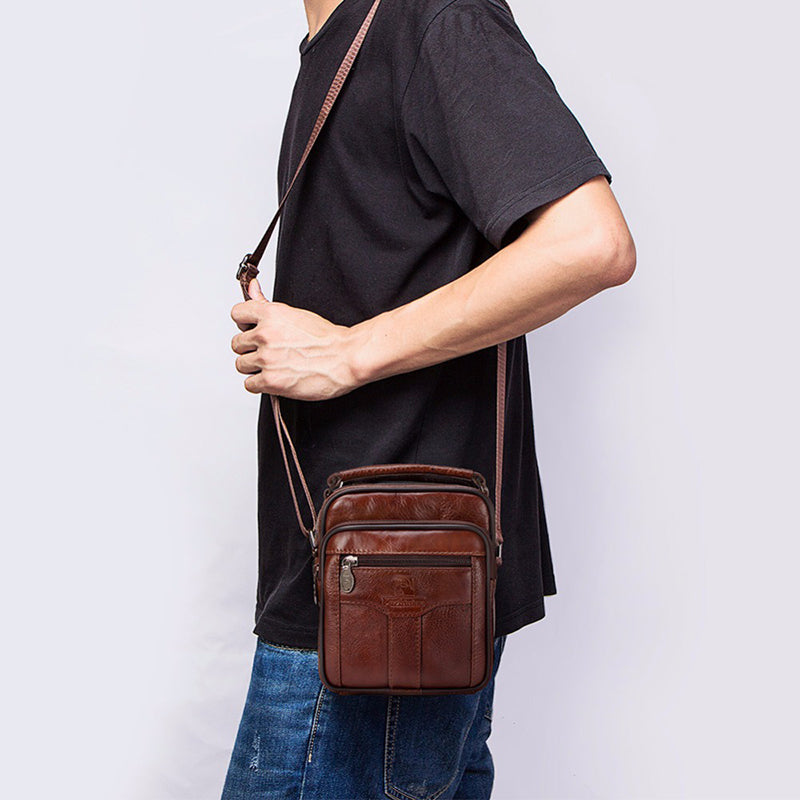 small leather messenger bag