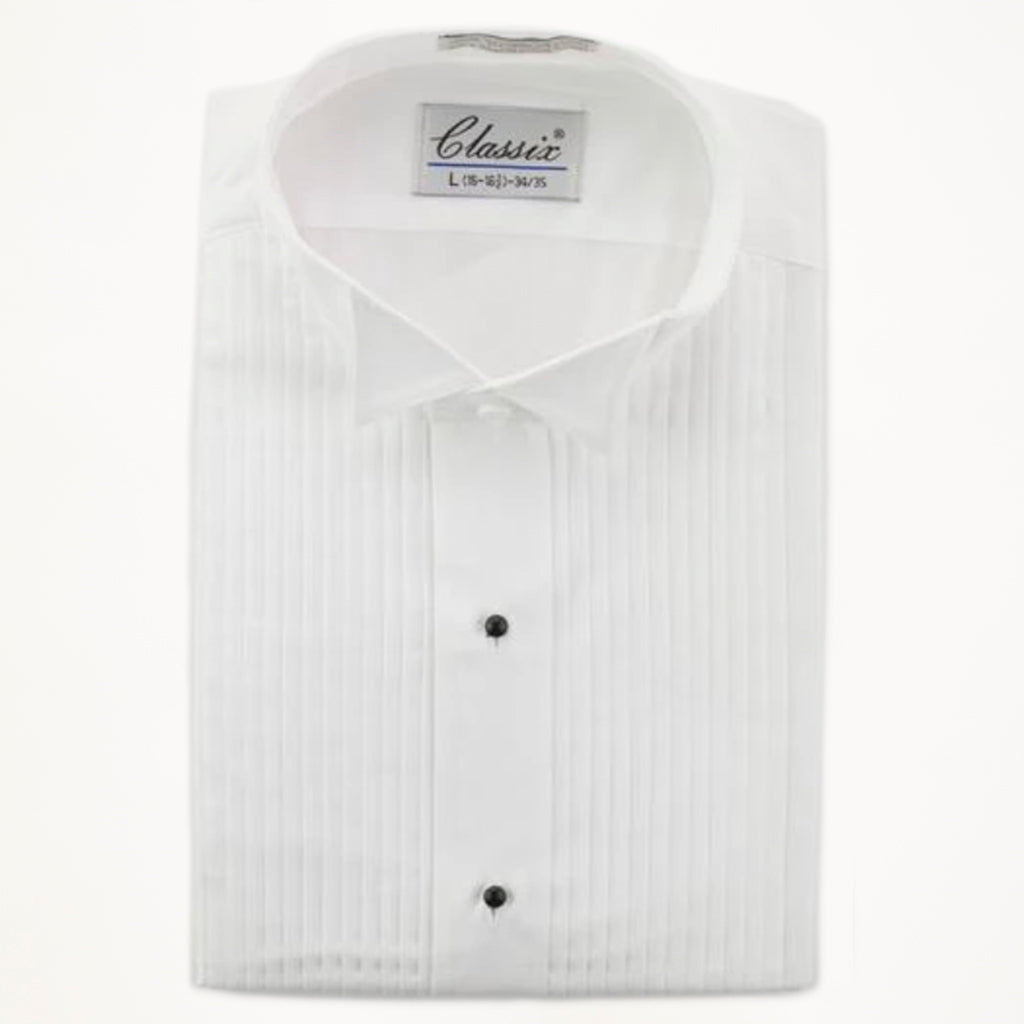 Wing Collar Tuxedo Shirt Pique Bib Front 65% Polyester 35% Cotton White 15-32/33 