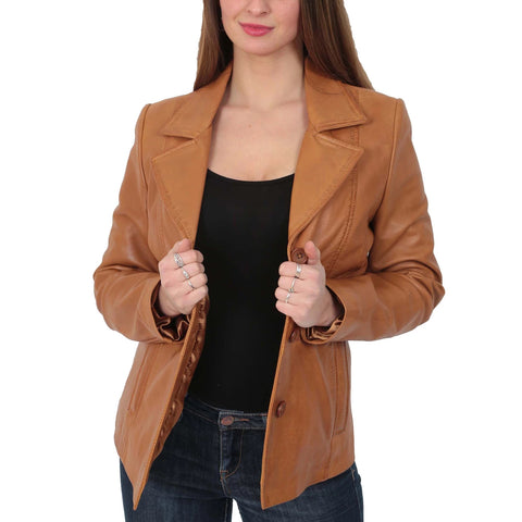 Ladies Leather Blazer Coat 