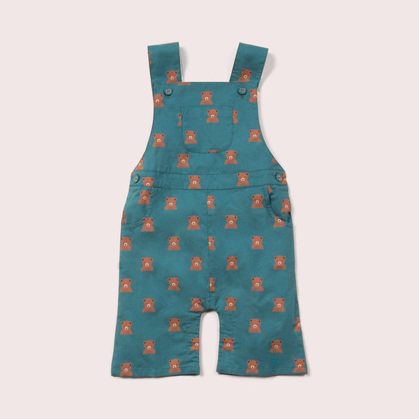 Little Green Radicals - Navy Bears Dungaree Shorts - kennethodaniel