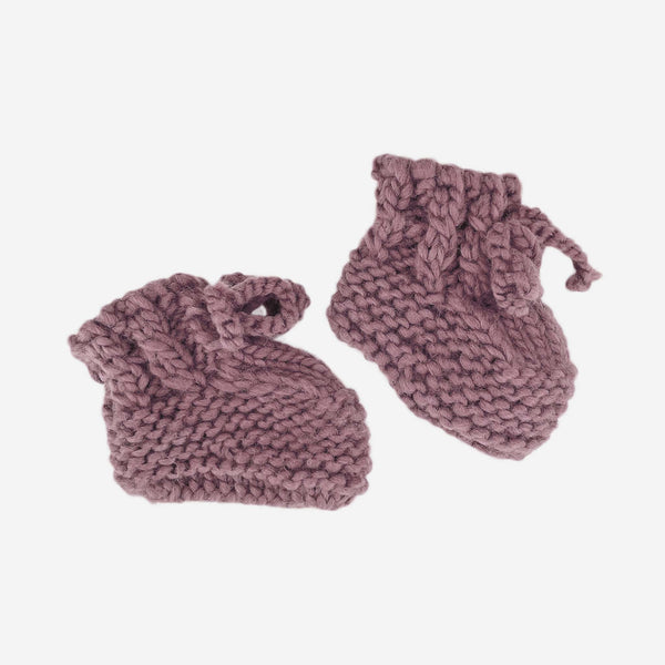 The Blueberry Hill - Classic Booties, Mauve | Hand Knit Baby Shoes - kennethodaniel