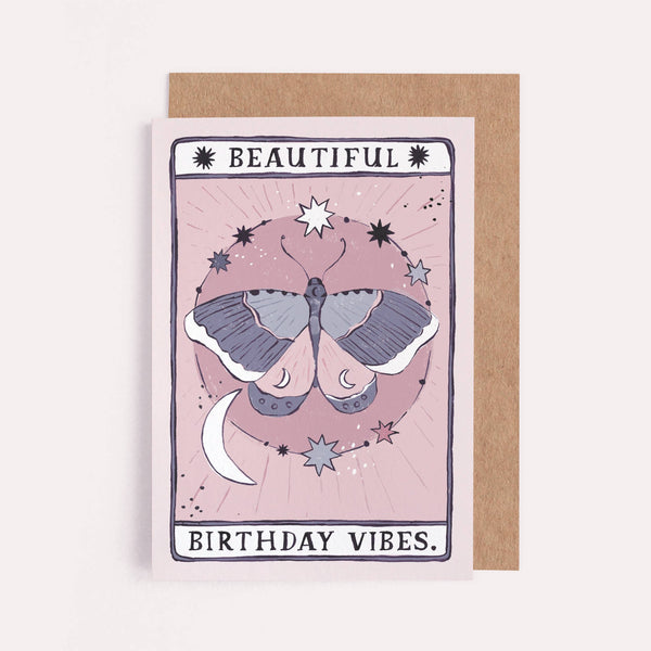 Sister Paper Co. - Moth Birthday Vibes Card | Birthday Card | Tarot Card - kennethodaniel