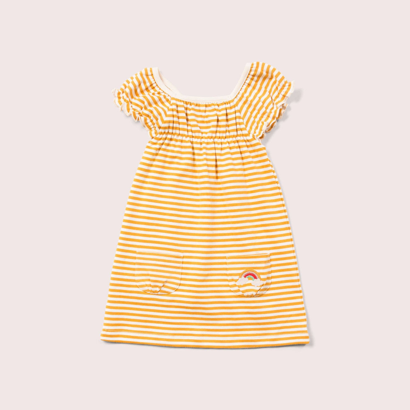 Little Green Radicals - Gold Striped Frill Dress - kennethodaniel