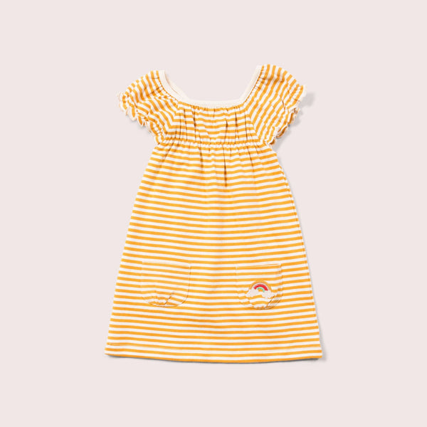 Little Green Radicals - Gold Striped Frill Dress - kennethodaniel