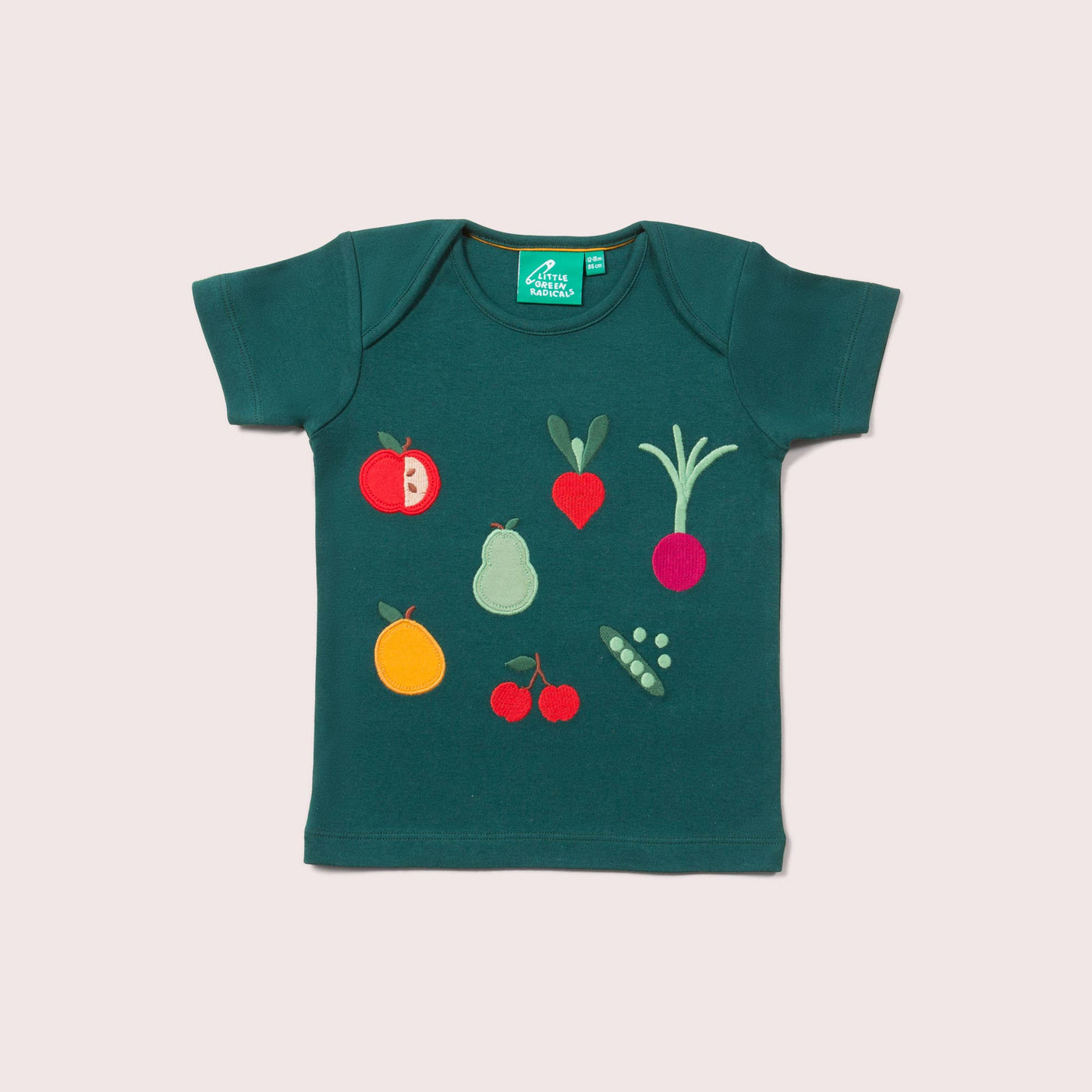 Little Green Radicals - Vegetable Patch Applique Short Sleeve T-Shirt - kennethodaniel