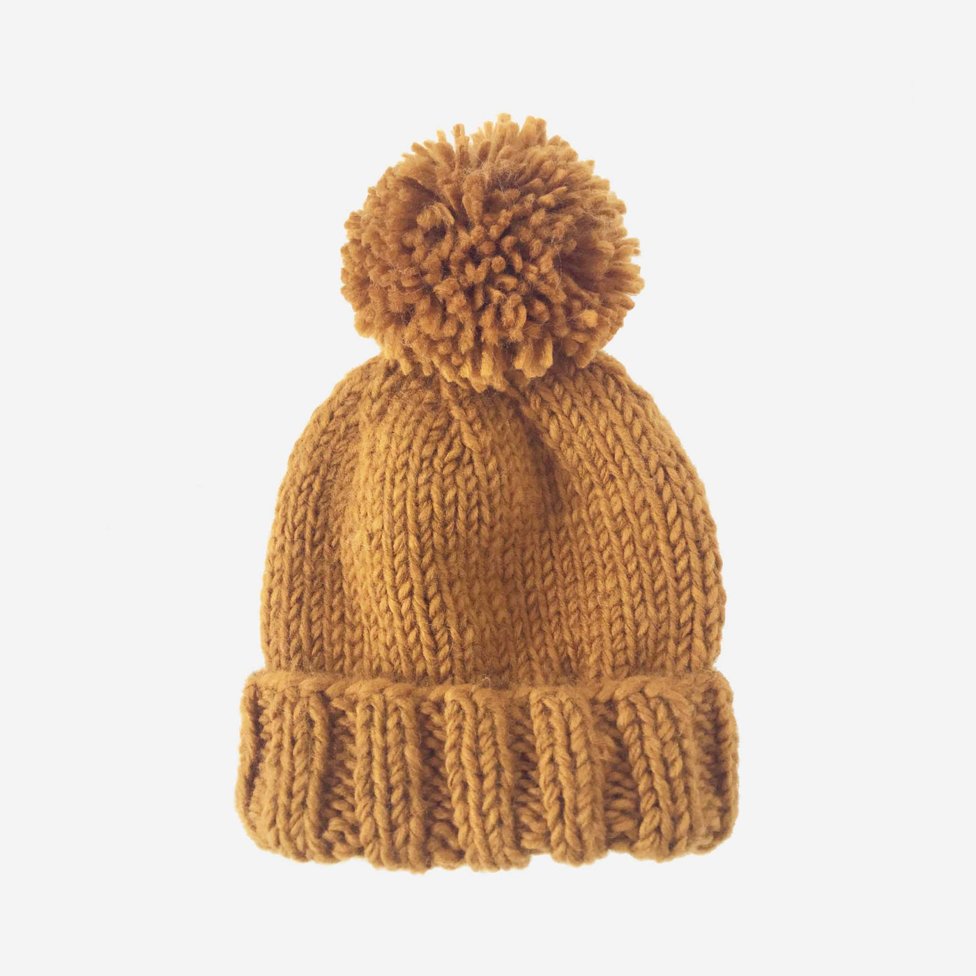The Blueberry Hill - Classic Pom Hat, Mustard | Hand Knit Kid & Baby - kennethodaniel