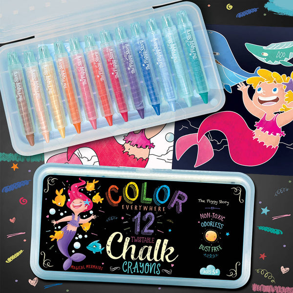 The Piggy Story - Color Everywhere Twistable Chalk Crayons | Magical Mermaids
