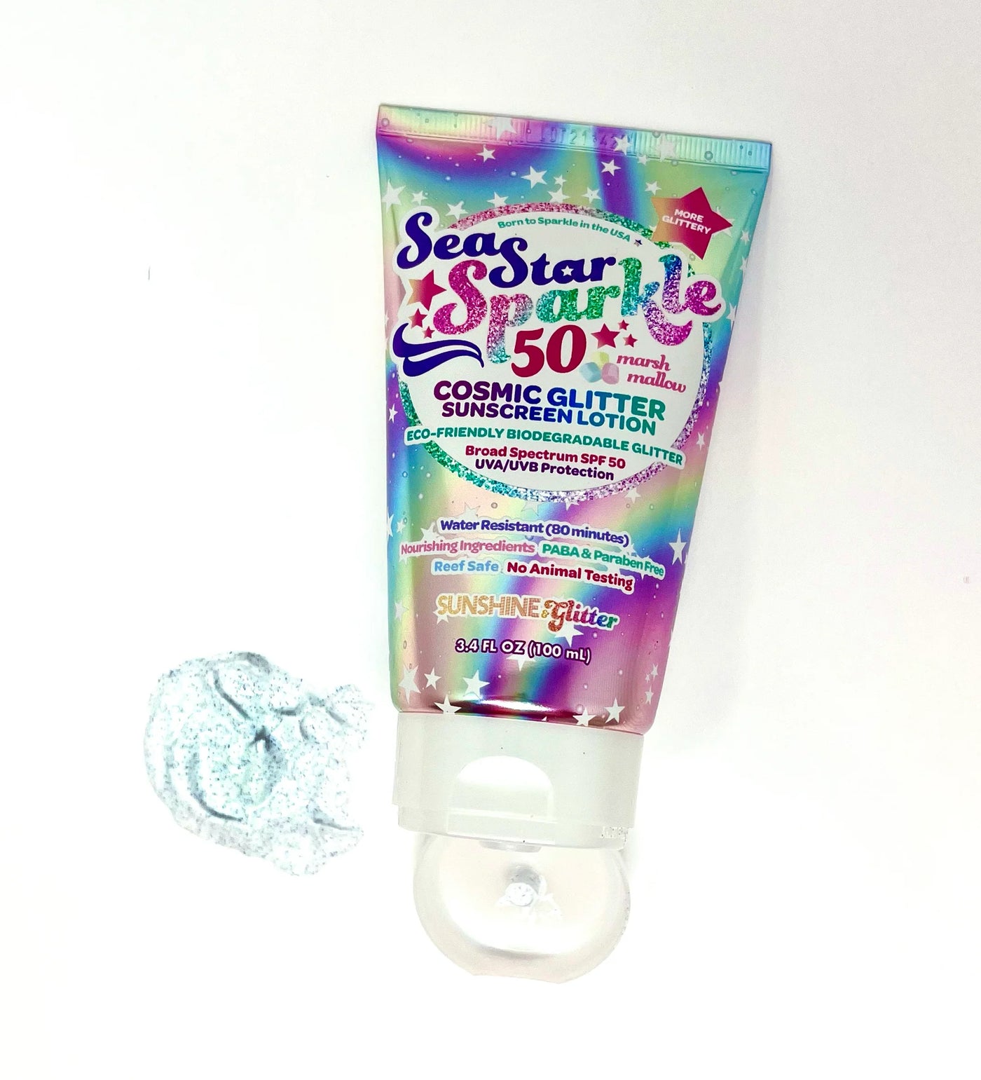 Sunshine & Glitter - Sea Star Sparkle Marshmallow SPF 50+ Cosmic Glitter Sunscreen