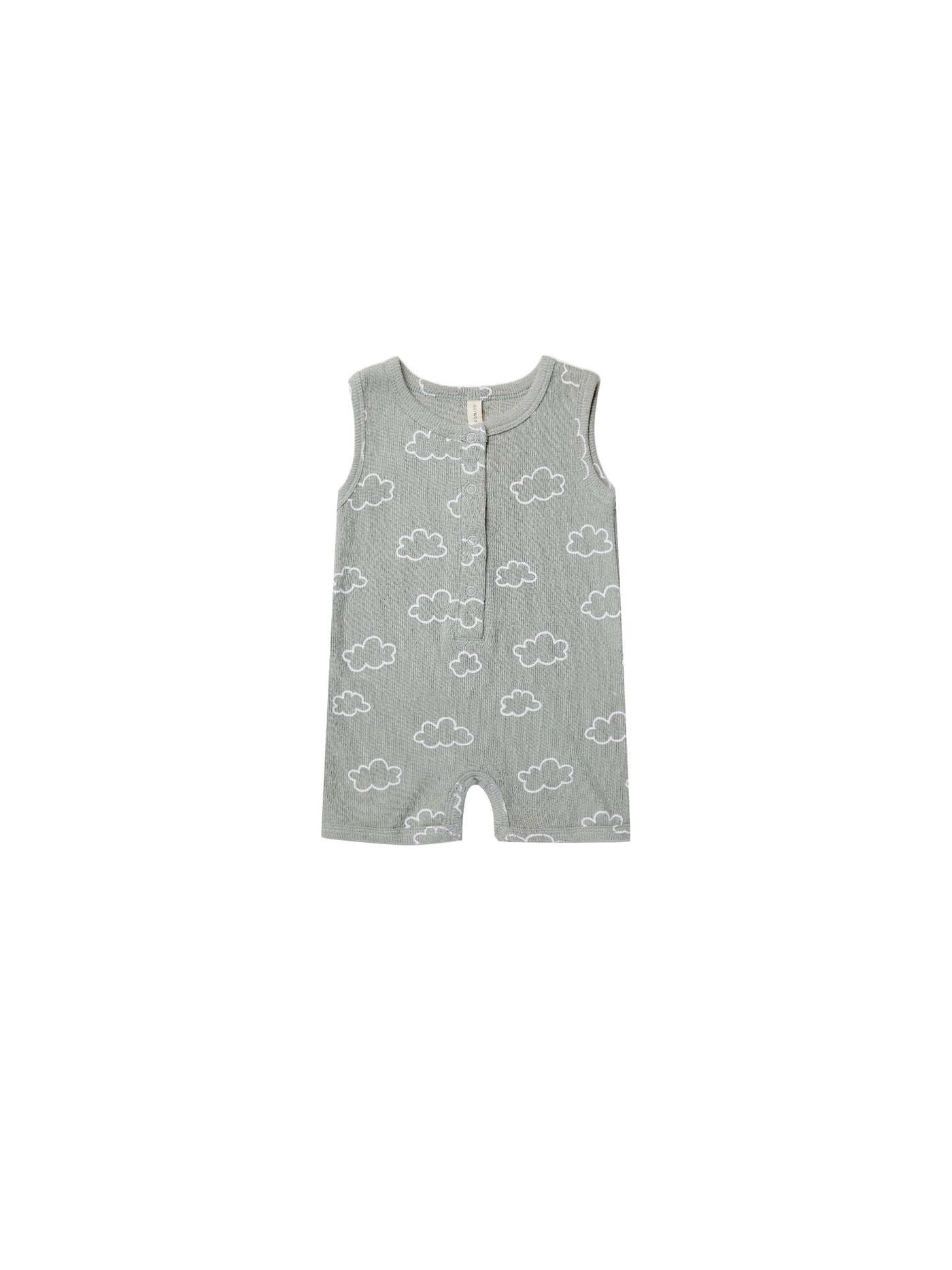 Quincy Mae - Ribbed Henley Romper in Clouds