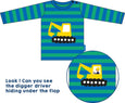 Toby Tiger - Organic Digger Applique T-Shirt (lift-the-flap)