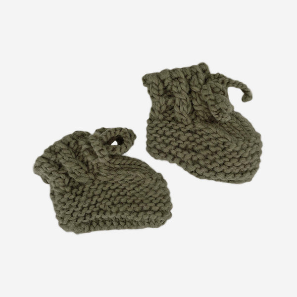 The Blueberry Hill - Classic Booties, Rifle Green | Hand Knit Baby Shoes - kennethodaniel