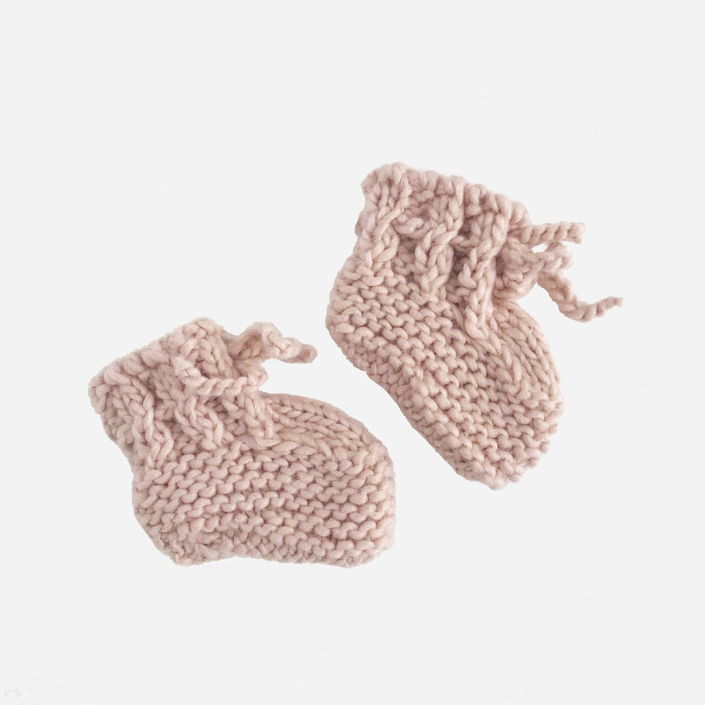 The Blueberry Hill - Classic Booties, Blush | Hand Knit Baby Shoes - kennethodaniel