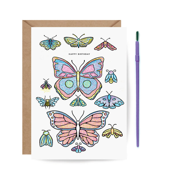 Inklings Paperie - Paint With Water Butterfly Birthday Card