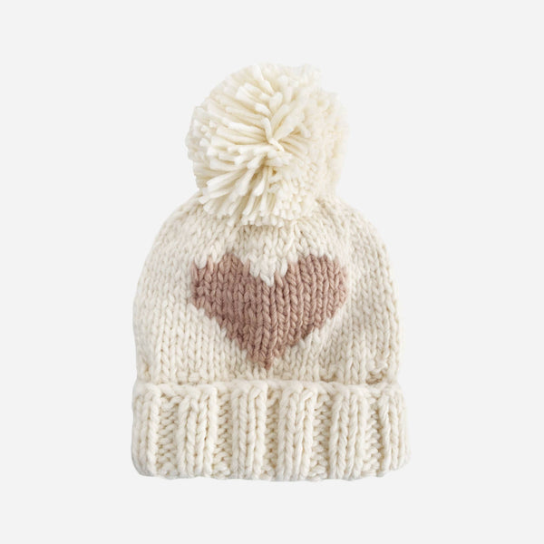 The Blueberry Hill - Heart Beanie, Blush | Hand Knit Kids & Baby Hat