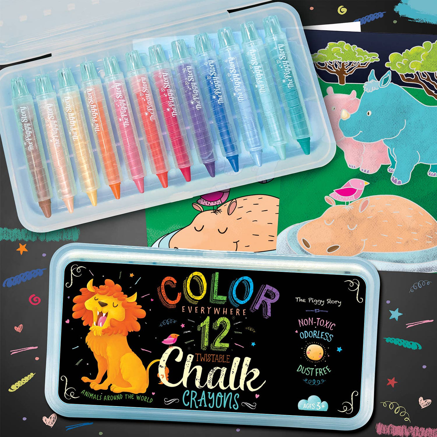 The Piggy Story - Color Everywhere Twistable Chalk Crayons | Animals