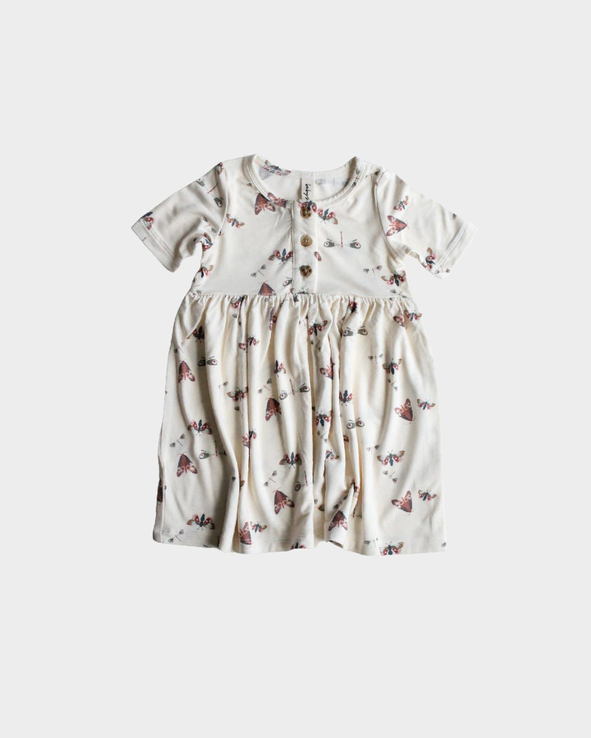 babysprouts clothing company - S23 D1: Girl's Shortsleeve Henley Dress in Butterflies - kennethodaniel