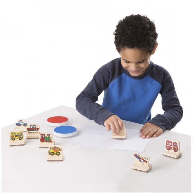 Melissa & Doug My First Vehicles Wooden Stamp Set for sale online 