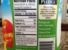 Label on a bottle of apple juice