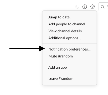 change your slack notification options screenshot