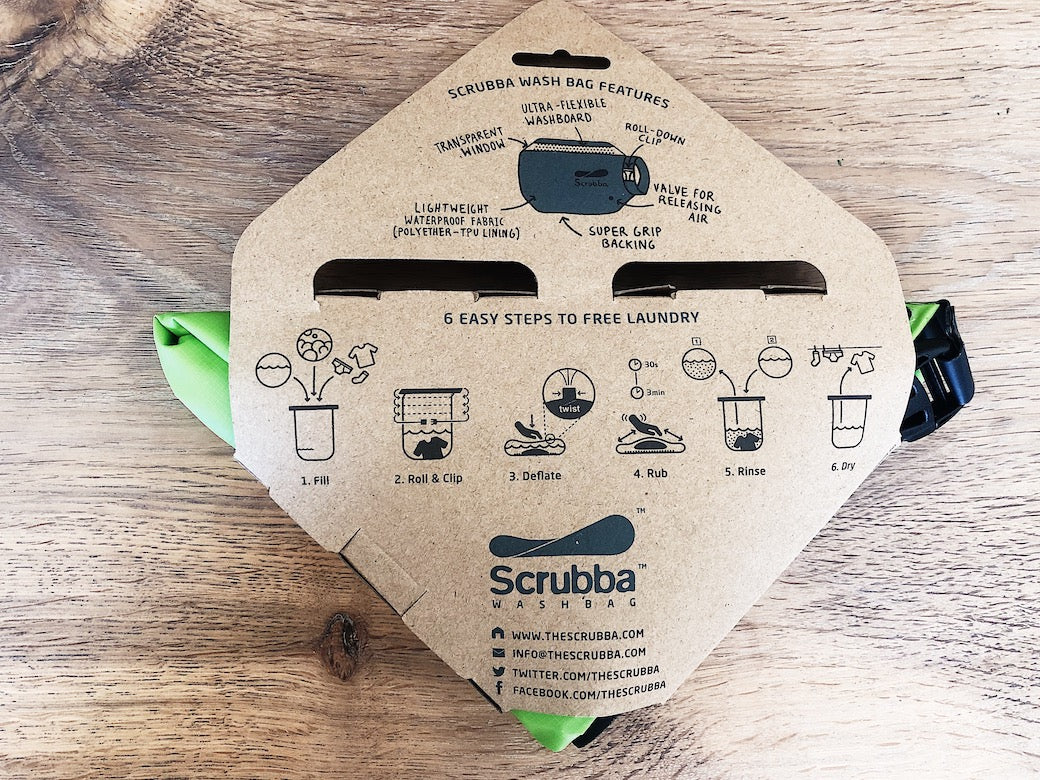 Scrubba Wash bag packaging