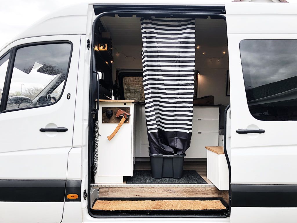 pop up shower in a campervan