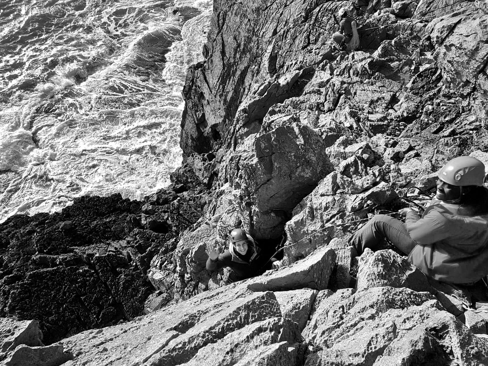 Trad climbing in Pembroke