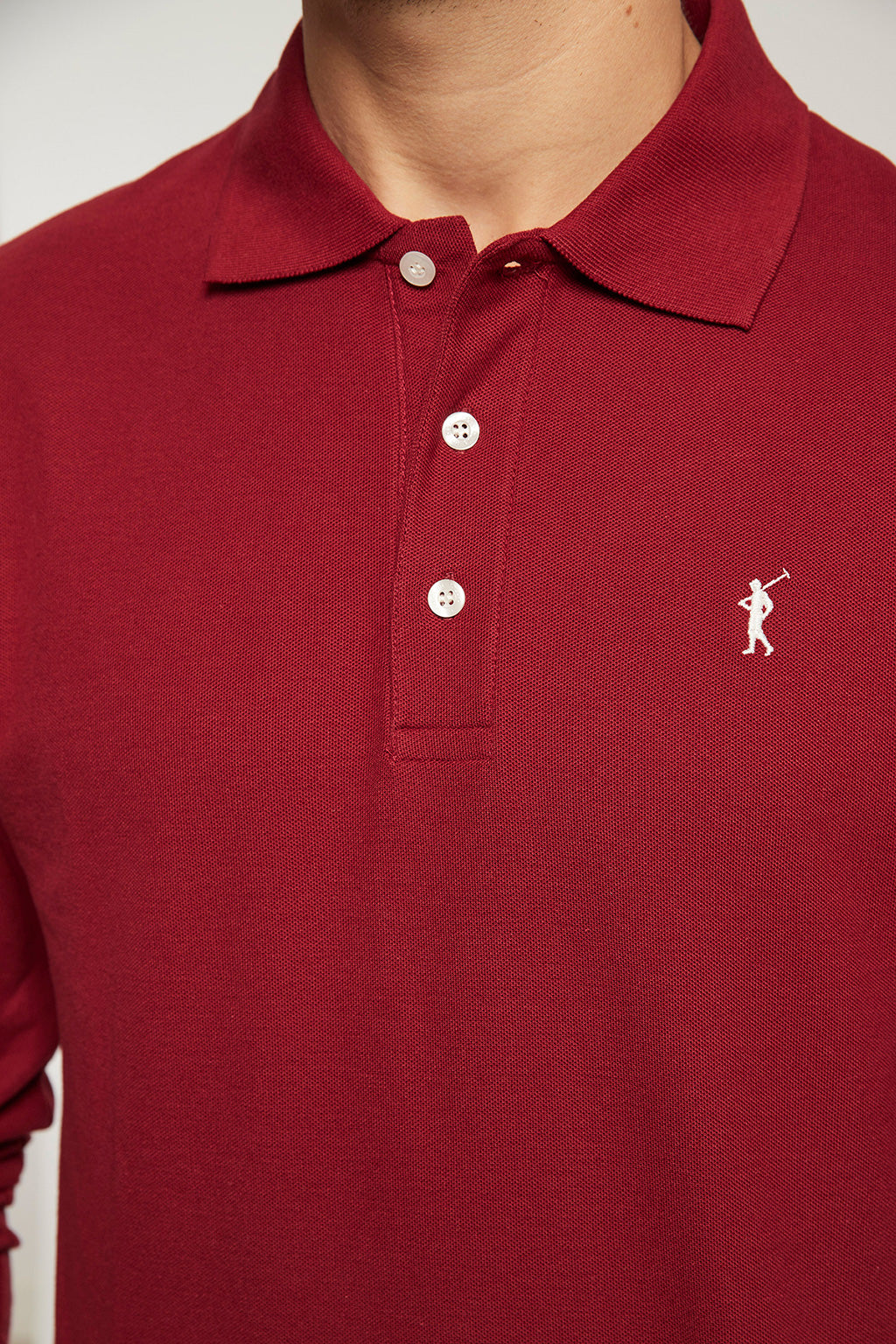 burgundy polo button up