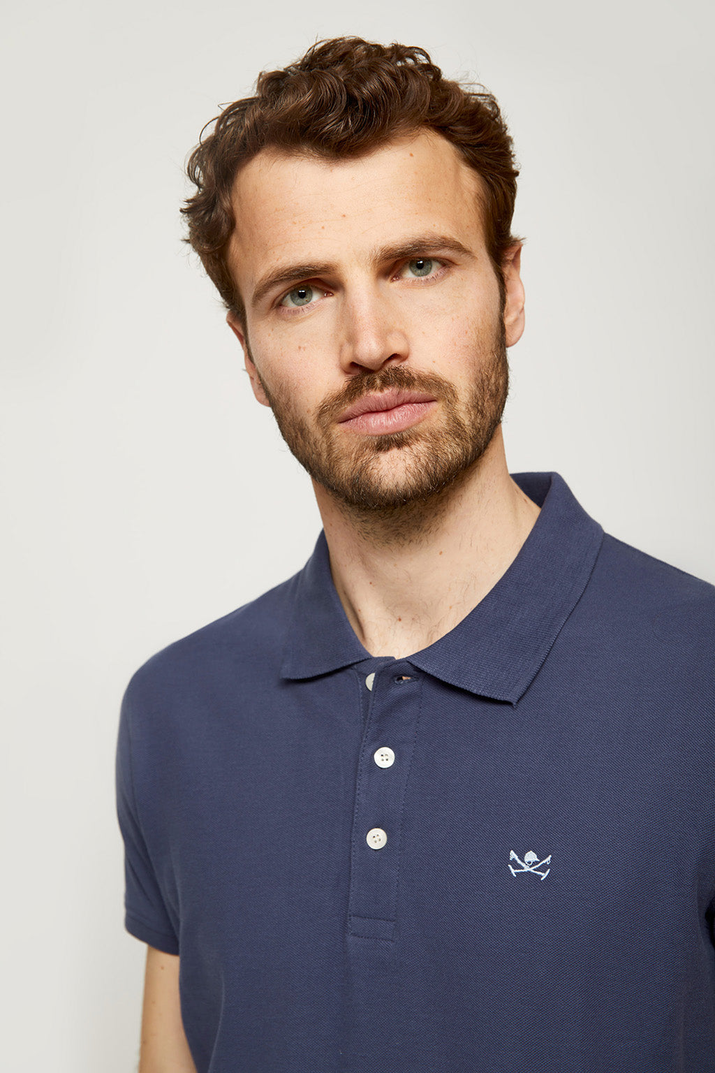 denim blue polo shirt