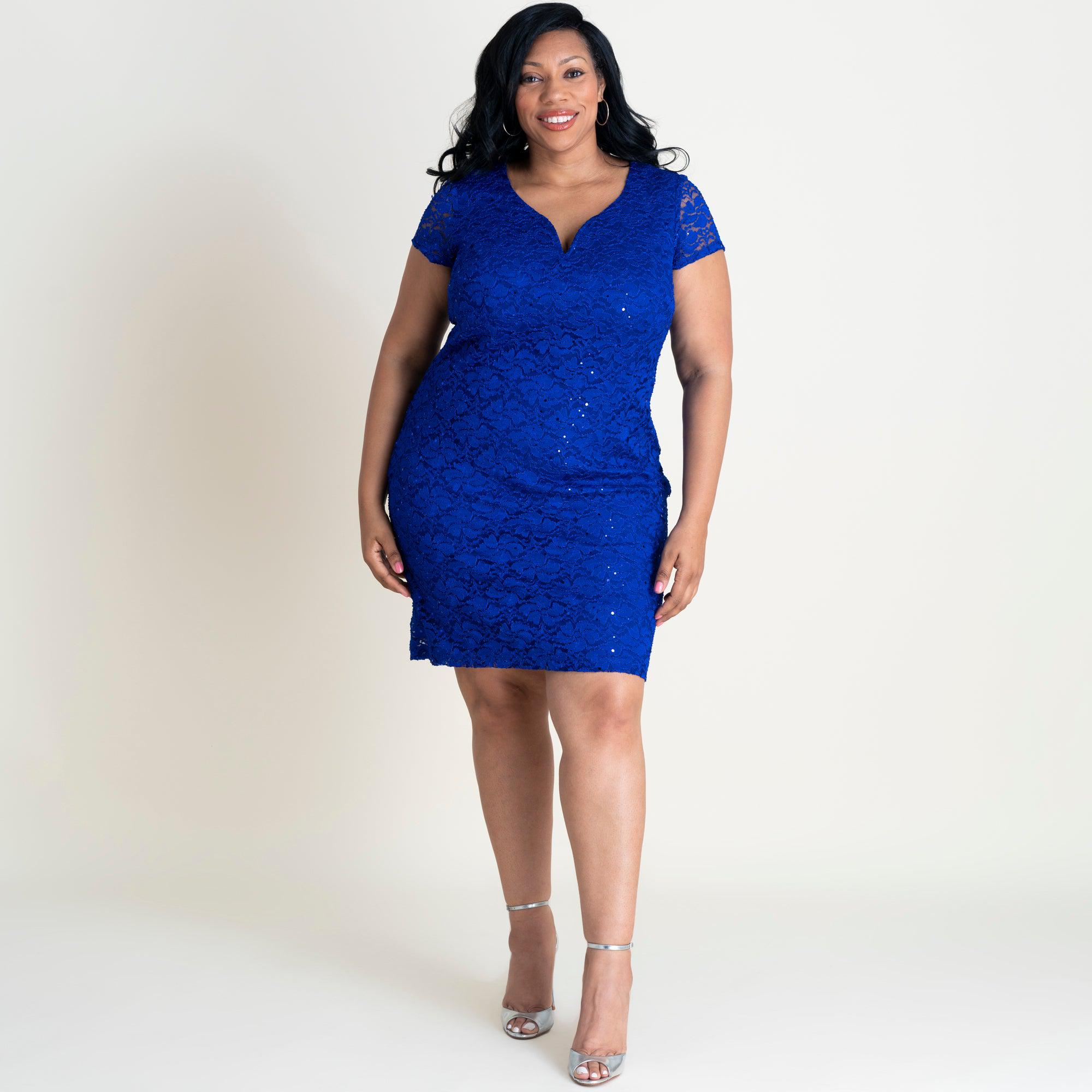 Våd Ring tilbage Senatet Gracie Cobalt Blue Sequin Lace Cocktail Dress | Connected Apparel