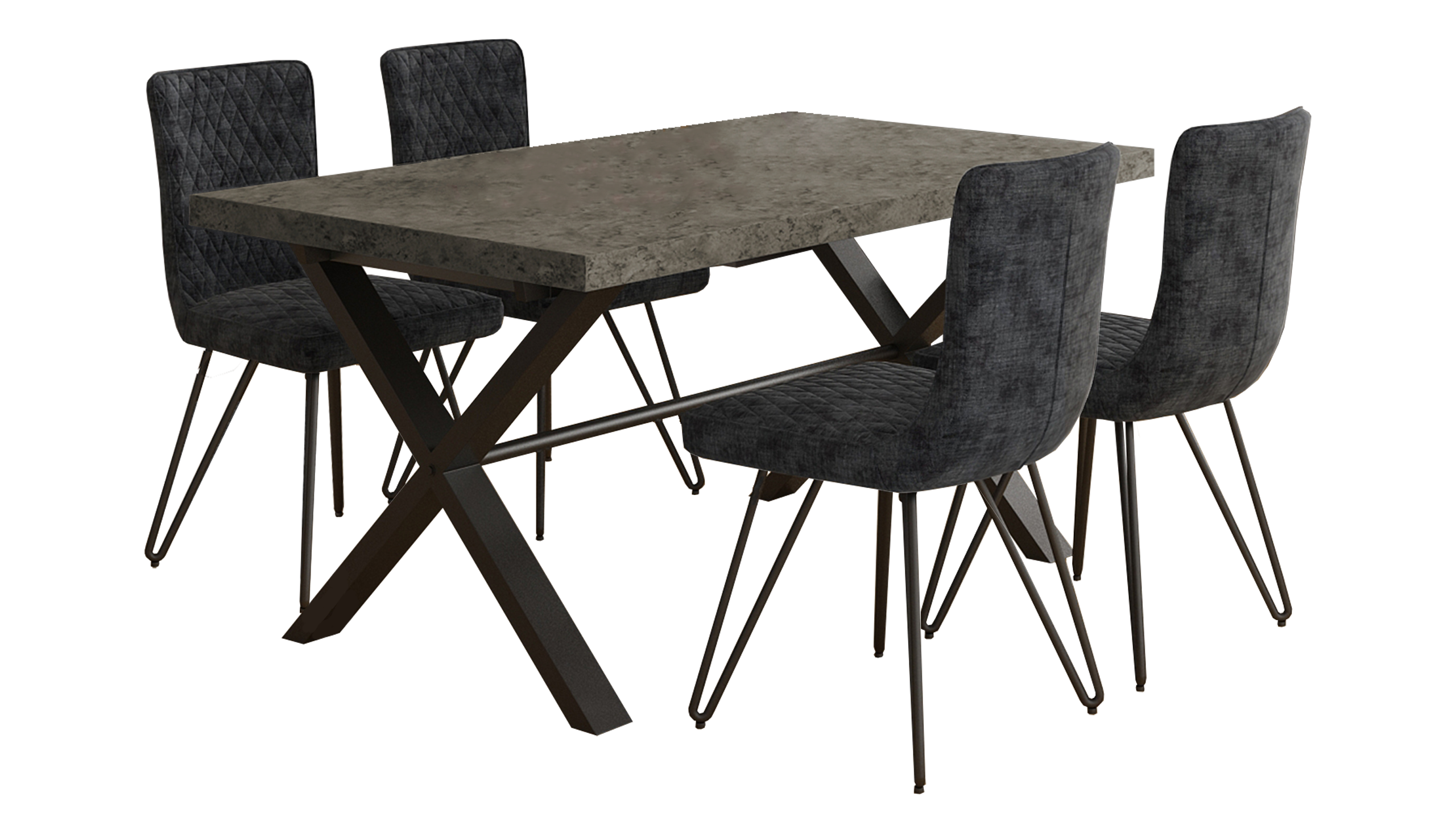 Brooklyn Concrete Effect 1.5m Dining Table with 4 Chairs