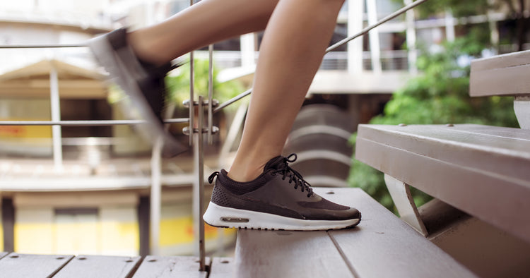 a person running on stairs