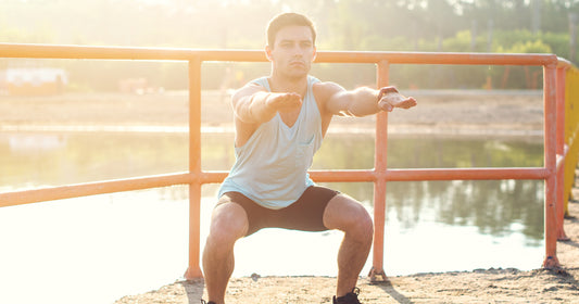 a man is squatting