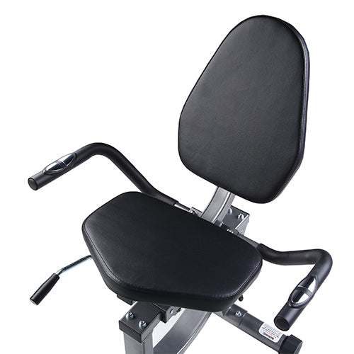 WIDE CUSHIONED SEAT | The recumbent bike comes outfitted with a padded seat and seat back to help make your workout comfortable. The design provides an easy on and off capability, resulting in a more effective and comfortable workout.