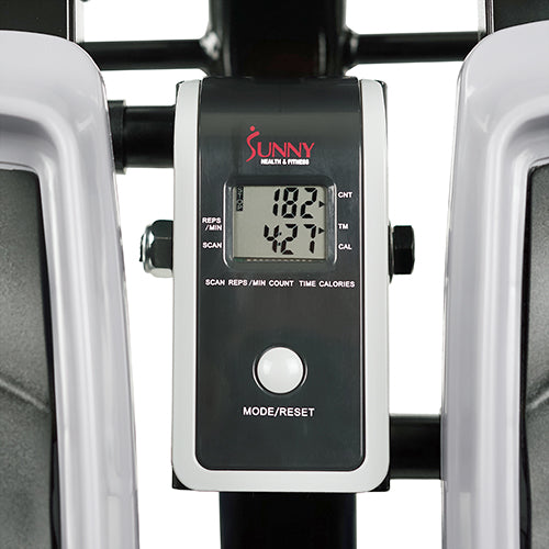 DIGITAL MONITOR | Keep track of your progress by using the battery-powered LCD to cycle through time, calories burned, total steps, and steps-per-minute.