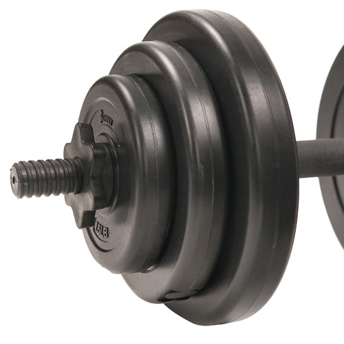 VINYL COATED WEIGHT PLATES | Add or remove the smooth incremental plates to target muscles in your arms, shoulders, chest, back, legs, and core while preventing damage to floors and surfaces compared to cast iron counterparts.