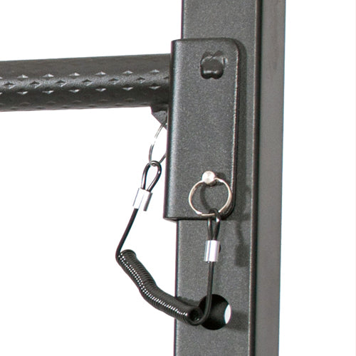 SAFETY PINS | Easily and conveniently adjust for height with the attached safety pins.