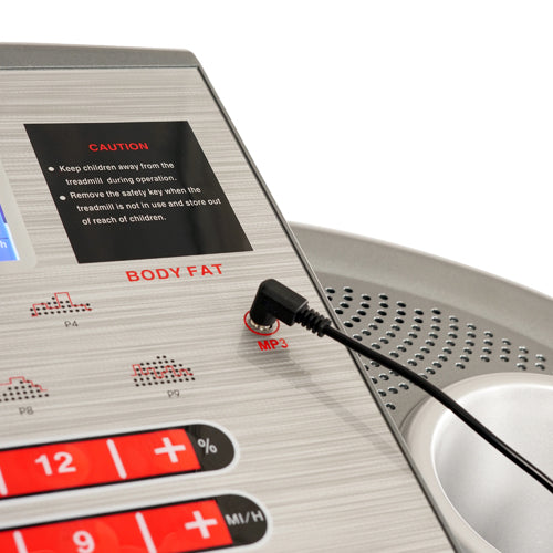 BUILT-IN SPEAKERS | Play your music through the loud speakers on the treadmill by connecting your favorite music player to the indoor treadmill via the 3.5mm audio port.