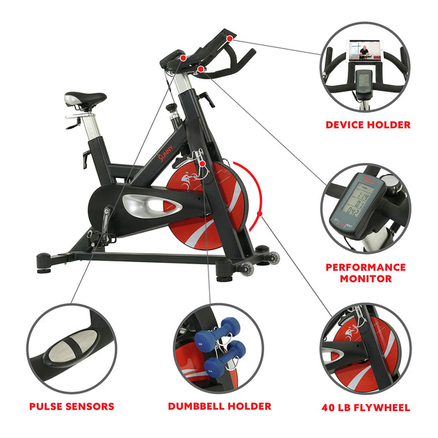 sunny health & fitness evolution pro magnetic belt drive indoor cycling bike