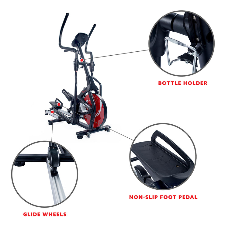 Stride Elliptical Machine Magnetic Fitness w/ Device Holder, LCD Monitor and Heart Rate Monitoring