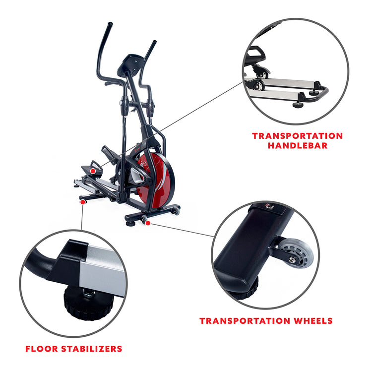 Stride Elliptical Machine Magnetic Fitness w/ Device Holder, LCD Monitor and Heart Rate Monitoring