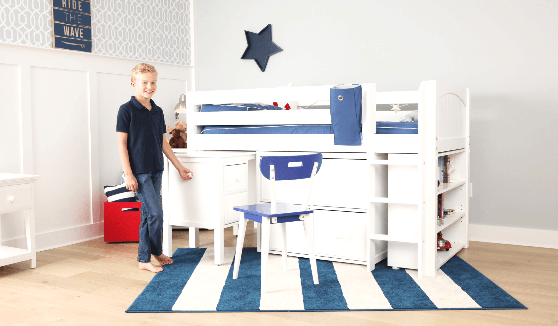 Making Space in a Small Kid&#39;s Room: The Box Low Loft with Desk Maxtrix Kids