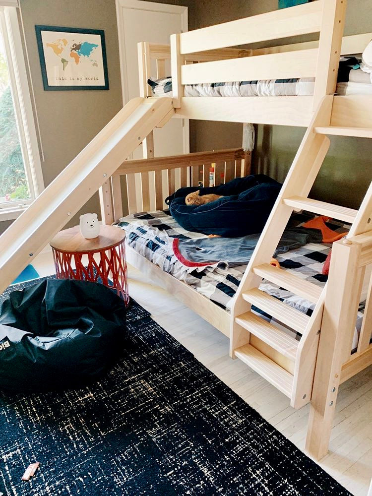 boys twin over full bunk bed with slide