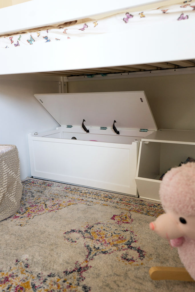 toy box for toddler under loft bed